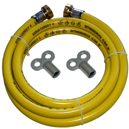 Set Heizung Füllschlauch mit Heizkörper Entlüftungsschlüssel – Heizungsbefüllschlauch druckfest, PVC-verstärkt, Nachfüllen & Entlüften der Heizungsanlage 1,5m - 2,5m - 5,0m - 10,0m (2,5m)