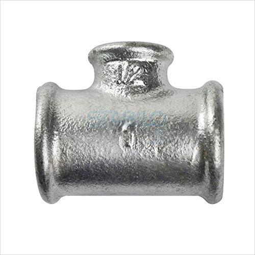 Rohr T-Stück 1 1/4 x 3/4 x 1 1/4 Zoll reduziert Temperguss Gewindefittings Fittings Fittinge verzinkt