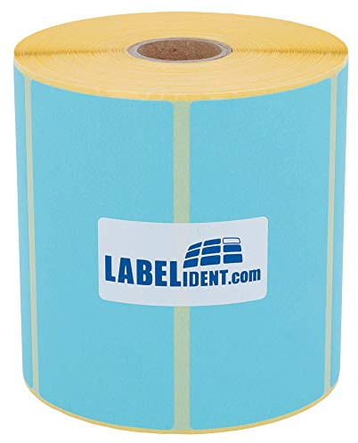 Thermotransfer-Etiketten auf Rolle blau - 100 x 50 mm - Papier, selbstklebend - 1.000 Haftetiketten auf 1 Rolle/n, 25 mm Kern, Blanko Rollenetiketten
