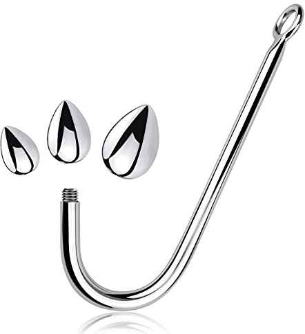 SXOVO Anal Hook Bondage Anal Hook 24 cm con 3 Bolas Intercambiables Ø 26.5 mm, 34 mm, 40 mm Bola Acero Metal Butt Plug Gancho (S + M + L)