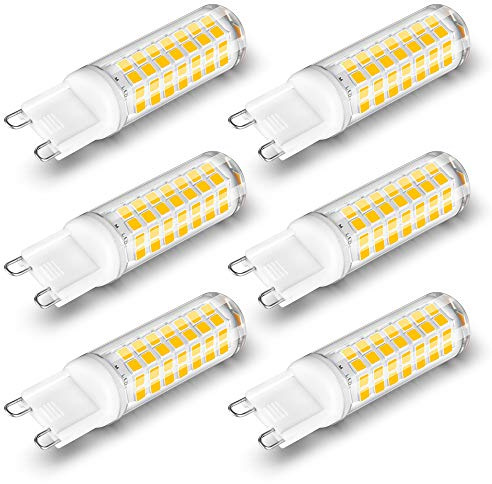 G9 7W Dimmable LED Light Bulbs, Warm White 2700K, 600LM, 60W Halogen Replacement, 220V-240V, 360 Degree, Energy Saving, No Strobe, No Flicker (6-Pack, Dimmable)