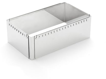 De Buyer - Cadre à entremets rectangle extensible en inox - 21,5 x 11,5 x 7,5 cm (max 40 x 21 x 7,5 cm) -, Gris