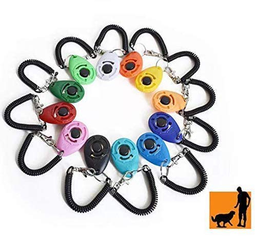 Rocutus 12 Stück bunte Haustier-Trainings-Clicker, oval, Haustier-Trainer-Clicker mit Handgelenkschlaufe, Haustier-Trainingsring, Zug-Hund, Katze, Pferd, Haustiere für Clicker-Training