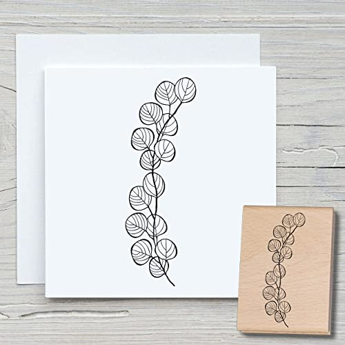 NEWSTAMPS Stempel Eukalyptus Motivstempel groß aus Holz & Gummi zum Karten basteln, Holzstempel, Blumen, Pflanzen, Floral, Wiese, Gräser, Scrapbook, Textilstempel, Deko, Kinder
