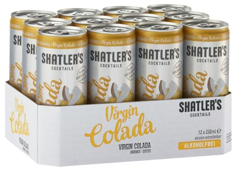 SHATLER'S Cocktails | Virgin Colada alkoholfrei | 12 x 250 ml | Ananas & Cocos · tropisch-cremig · alkoholfrei · servierfertig · gekühlt oder auf Eis