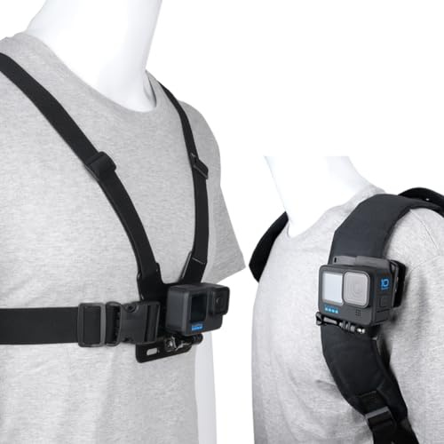 YHTSPORT Chest Mount Harness - Action Camera Strap Mount + J Hook, Adjustable Support Holder for Gopro and other Action Cameras