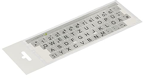 Lacerto® | 15x15mm, extra große Zeichen, deutsche Tastaturaufkleber für Sehbehinderte und Senioren, mit mattem kratzfestem Schutzlaminat, QWERTZ | Farbe: Silber-Schwarz