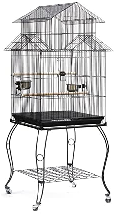 Vogelkäfig Vogelkäfigzubehör Vogelhaus Outdoor Große Birdcage Cashatoo Kanarische Papagei-Macaw Cage mit 4 Rollen Papageienkäfig (Color : 59X 59X139.5cm)