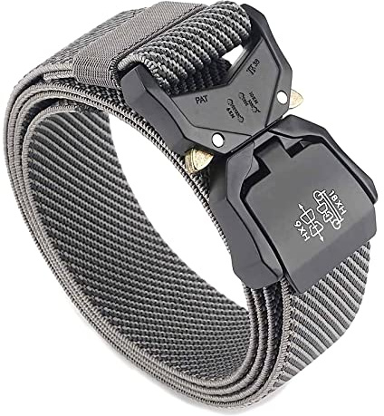 TENINE Cinturón Elástico, Cinturones para Hombre Mujeres Cinturón Táctico Cinta Cinturones de Lona Estilo Militar Liberación Rápida Hebilla 1.5” Invisible Ajuastable Correa de Cintura