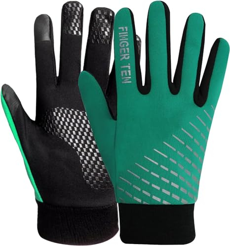 LOVMEAD Winter Handschuhe Kinder Fahrrad Jungen Mädchen Touchscreen Winterhandschuhe rutschfest Winddicht Fahrradhandschuhe für Radfahren Laufen Fußball Skifahren (S, Grün)