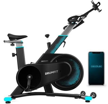Cecotec Indoor-Fahrrad DrumFit Indoor 7000 Magno Connected. Magnetwiderstand, Bluetooth-Konnektivität, Kompaktes Design, Ergonomischer und Verstellbarer Sattel und Lenker, LCD-Bildschirm