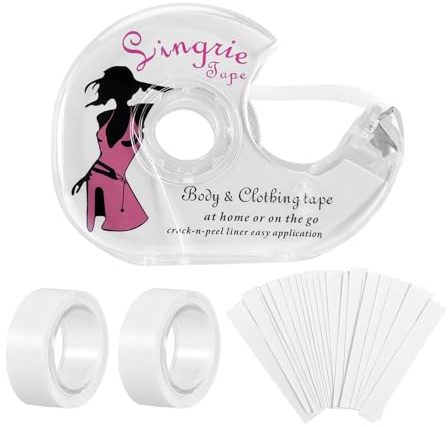 Fashion Tape Körper Doppelseitiges Klebeband, Transparent Fixierband Tape für BH Träger Kleid Damen Bekleidung Zubehör, 2 Rollen und Abroller(Transparent)