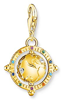 THOMAS SABO Charm-Anhänger bunte Weltkugel vergoldet 750 Gelbgold Vergoldung, 925 Sterlingsilber