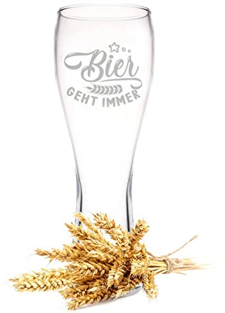 GRAVURZEILE Leonardo Weizenglas mit Gravur - Bier geht immer - Witziges Geschenk für Bierkenner Bier Liebhaber - Geschenkidee für Männer zum Geburtstag - Geschenke für Papa zum Vatertag - 500 ml