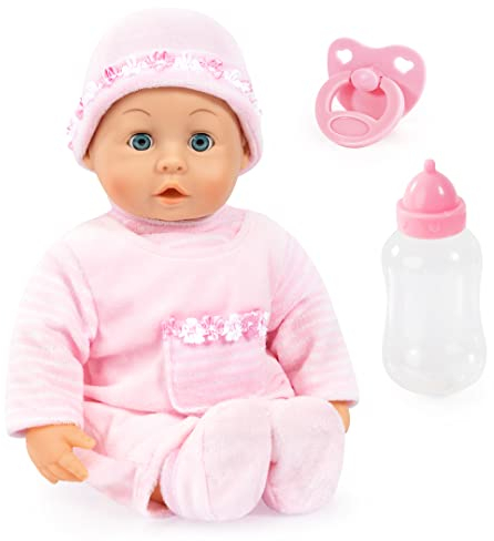 Bayer Design 93824CK Bambola interattiva, parlante, corpo morbido, ciuccio e biberon, 38 cm