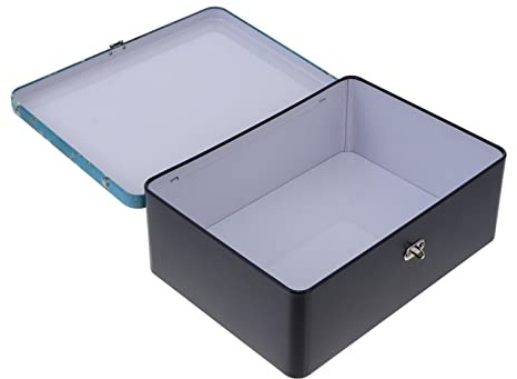 FONDOTIN Grande scatola portaoggetti in latta con serratura, organizer decorativo per tè, caramelle e gioielli, contenitore versatile per ricordi per casa e ufficio