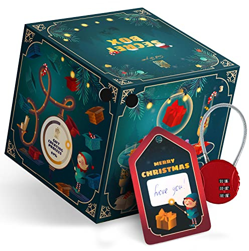ESC WELT Geheimbox Weihnachtsgeschenkbox - Kreative Geschenkbox für Geld, Gutscheine und Geschenkkarten - Geschenkbox für Geldgeschenke - Einzigartige Geschenkverpackung für Weihnachten
