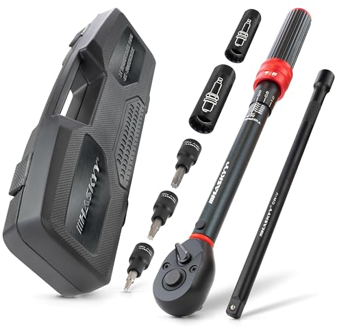 HASKYY Llave dinamométrica 3/8 10-60 Nm Llave de bujía magnética 14-16 mm con puntas Torx T20 T30 T40 incluye adaptador de extensión para coche, industria, motocicleta y coche