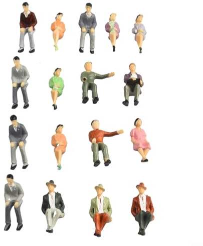 PETSTIBLE 50 Stück voll sitzende Figur O Gauge 1/32 Maßstab sitzende Figur Eisenbahn Szene Miniatur Modell Zug Layout