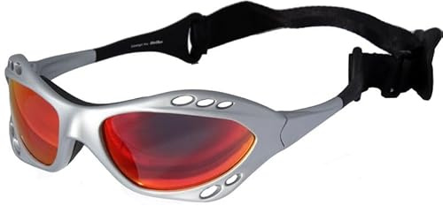 Strike EYEWEAR Kitebrille Sportbrille Wassersport Brille Wakeboard Kitesurfen Windsurfen 078 mit Kopfband silber