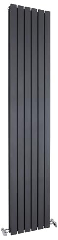 Balterley Vertical Double Panel Radiator, Anthracite Radiators, Vertical Square Panel Radiator, Central Heating Radiators for Bathroom, Kitchen, Living Room - 354mm x 1800mm, 3878 BTU (Anthracite)