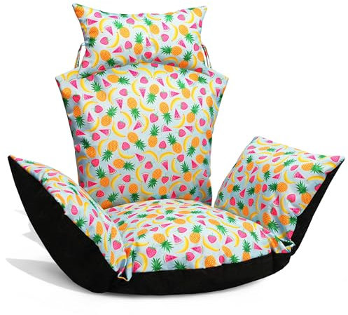 MG Design Cuscino per poltrona sospesa con stampa fruttato - in tessuto resistente, con morbida imbottitura, con poggiatesta con lacci da legare - cuscino per poltrona dondolo da giardino, terrazza