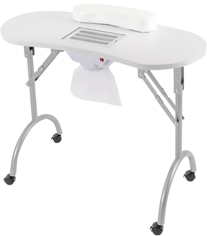 Maniküre Tisch mit Absaugung Faltbare Nageltisch mit Armlehnen Schubladen und Tragetasche Nagelstudio Tragbare Maniküretisch Nagelstaubsauger, 90 x 40 x 72.5 cm