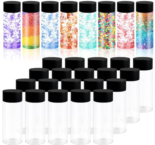 YEXEXINM 28 botellas sensoriales de plástico vacías con tapas, 10 onzas/300 ml, a prueba de fugas, transparentes, reutilizables, para manualidades sensoriales, aula, suministros de fiesta hechos a