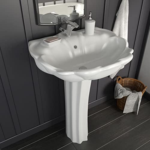ShGaxin Lavabo de pie de cerámica Blanco 580x510x200 mm, Fregadero, Lavabo Baño, Lavamanos Baño, Lavatorio Casa De Banho, Mueble Lavabo sobre Encimera