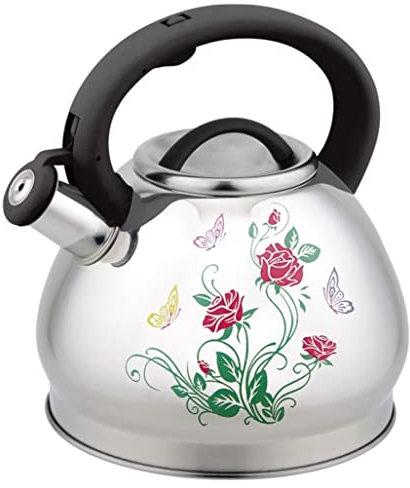 NESPIQ Wasserkessel Gasherd Teekessel Pfeifkessel 3L Edelstahl Teekessel Pfeifteekanne Warmwasserboiler Heizung Farbwechselkessel Wasserkessel Induktion Wasserkessel(B)