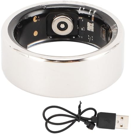 Vikye Smart Ring Health Tracker, Anillos de Salud Portátiles con Seguimiento del Sueño, Anillos de Seguimiento de Actividad Física para Mujeres y Hombres, Carga Rápida Magnética, Plata