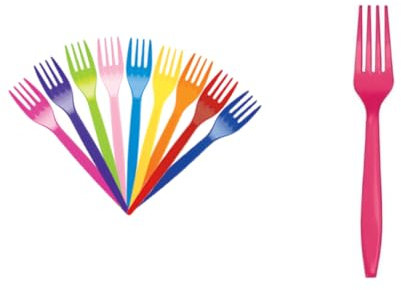 Forchette Riutilizzabili in Plastica Colorata, Lavabili in Lavastoviglie, per Torte, Feste, Confezione da 24 pezzi (Fucsia)