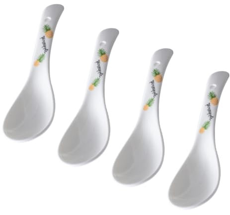 PHENOFICE 4stücke Japanische Keramik Suppenlöffel Hitzebeständige Praktische Schalenlöffel Für Reis Suppe Und Porridge Für Zuhause Und Design