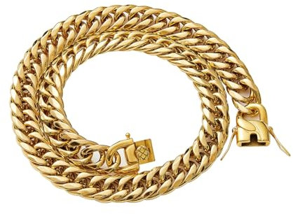 Beydodo Hip Hop Kette Herren 46CM ohne Anhänger, Panzerkette Cuban Chain 11MM Halskette Edelstahl Gold Freundschaftskette Personalisiert