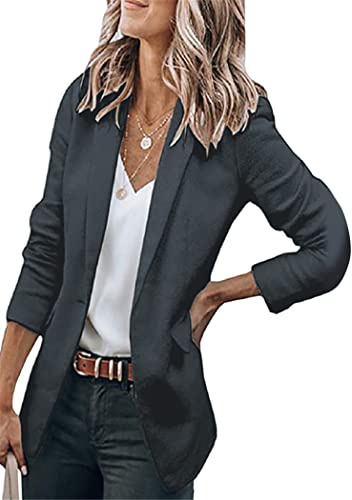 OMZIN Damen Casual Trendy Blazer Langarm Revers Open Front Büro Arbeit Business Jacken