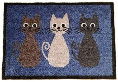 Trendstern Fußmatte Katze Eule Tiere waschbar rutschfest pflegeleicht robust 40 x 60 cm (57) (Katzen Trio)