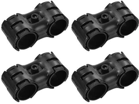 sourcing map 4 Sets Pipe Clamp Connector, 84 x 35mm End Rail Clamps Chain Link Fence Clamp Fit 1.1 (28mm) OD Pipe with Screw and Nuts, Black