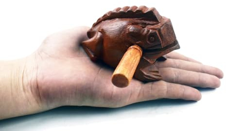 Frog guiro wood block musical instrument Percussion Musical Instrument Perfect size Natural Wood Güiro Frog. (3.25 inches-8.0 cm.)