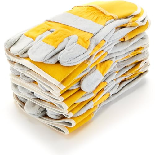 Supreme TTF 5 Pairs Red Rigger Work Gloves Canadian Leather Heavy Duty Safety Gauntlets Size XL YELLOW (Yellow)
