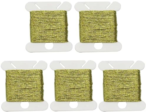 5 pezzi di spago dorato 0,2 mm x 20 m filo metallico in poliestere per cucito progetti di ricamo fai da te