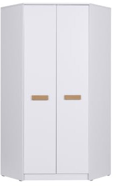 Marmex Grant G8 - Eckschrank 91x195x91 cm, Stauraumschrank, Eckgarderobe mit Kleiderstangen und Einlegeböden für das Jugendzimmer, Schlafzimmer - Eckkleiderschrank - weiß + Riviera Eiche