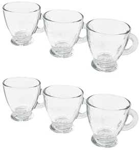 CUCUBA Set 6 Tazzine da Caffè Roma in Vetro Trasparente 95ml Lavabili