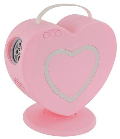 JAYEUW Automatisk såpbubbelmaskin, hjärtformad tvålbubbelmaskin, 360° rotation, bubbelmaskin med fjärrkontroll, bärbar bubbelmaskin, 500 ml för bröllop/födelsedag/fest (rosa)