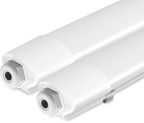 Peasur 2 Stück Feuchtraumleuchte LED 120CM, 3000K/4000K/6500K LED Deckenleuchte Röhre 36W 3960LM Leiste Flach, IP65 Wasserfest Lampe Lichtleiste für Werkstattlampe Kellerlampe Leuchtstoffröhre