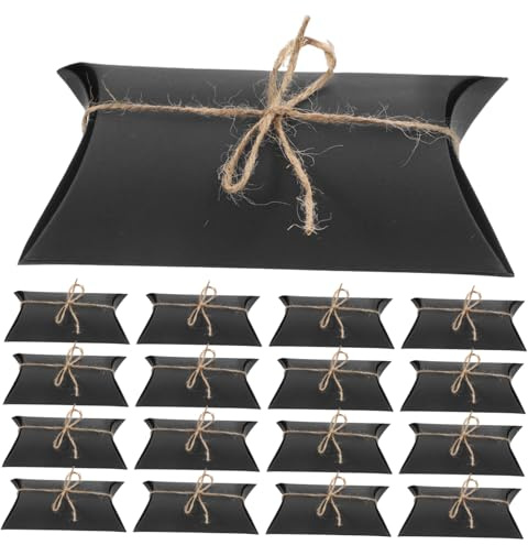 JECOMPRIS 50stücke Kissengeschenkboxen Hochzeitspapierbox Vintage-geschenkboxen Aus Kraftpapier Mit Schnüren Für Gastgeschenke Partygeschenke Kleine Leckereien
