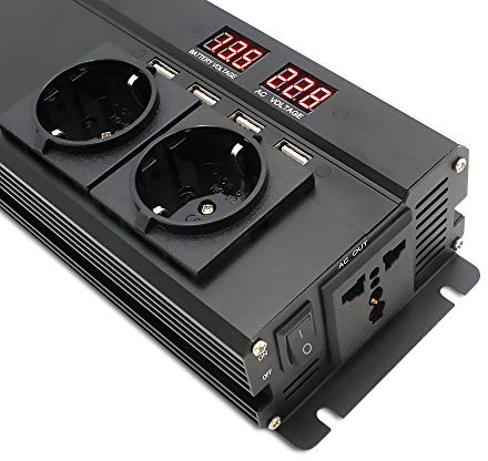Convertisseur Pur Sinus,Convertisseur Inverter de Voiture 6000W Peak DC 12V / 24V à AC 220V Afficher l'inverseur Volts Convertisseur Convertisseur Convertisseur Transformateur d'inverseur(12V Black)