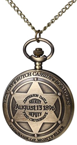 JewelryWe Taschenuhr Herren Damen Vintage: Retro Analog Quarz Kettenuhr Uhr Umhängeuhr mit Halskette Kette Pocket Watch Bronze Unisex Geschenk
