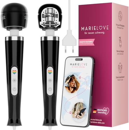 Magic Wand Vibrator mit Kabel & App Steuerung – Netzbetrieb für unendliche Power – Massagestab für Klitorisstimulation & Paare – Sexspielzeug für beide zusammen – 20 Modi & 10 Stärken (Schwarz)