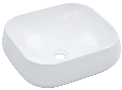 Lavabo, Lave-Mains, Vasque à Poser Monter, Convient pour Salle de Bain Intérieur, Cabine de Toilette, Résistant aux rayures, 44,5x39,5x14,5 cm Céramique Blanc