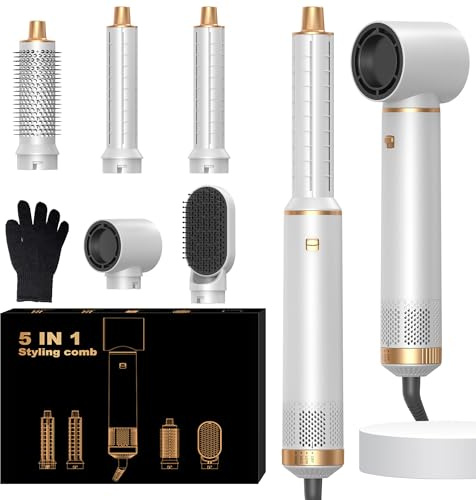 OKWRAP 5 in 1 Hair Styler Airbrush Hair Styler Airbrush 5 in 1 Airstyler | Air Styler with Ionic Hair Dryer, Auto Air Curler, Hot Air Brush for Dry, Curl, Straighten, Volumise,and Smooth All Hair Type